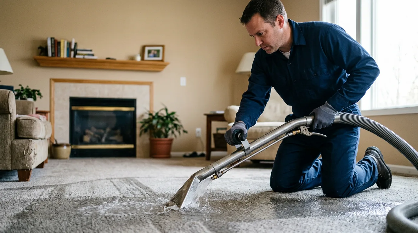 Water damage restoration technician working near Kemah, TX